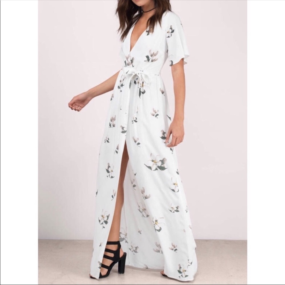 Tobi EMMA FLORAL MAXI front wrap DRESS - XS